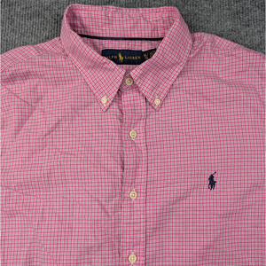 Polo Ralph Lauren Button Down Shirt Mens XL Pink Check Preppy Classic Fit Cotton